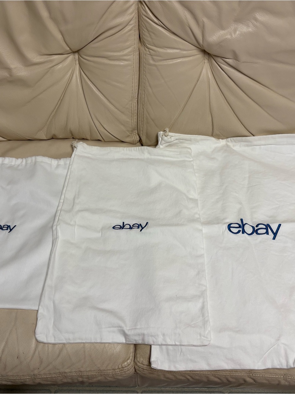 Set of 3 EBAY White Dust Bag Drawstring